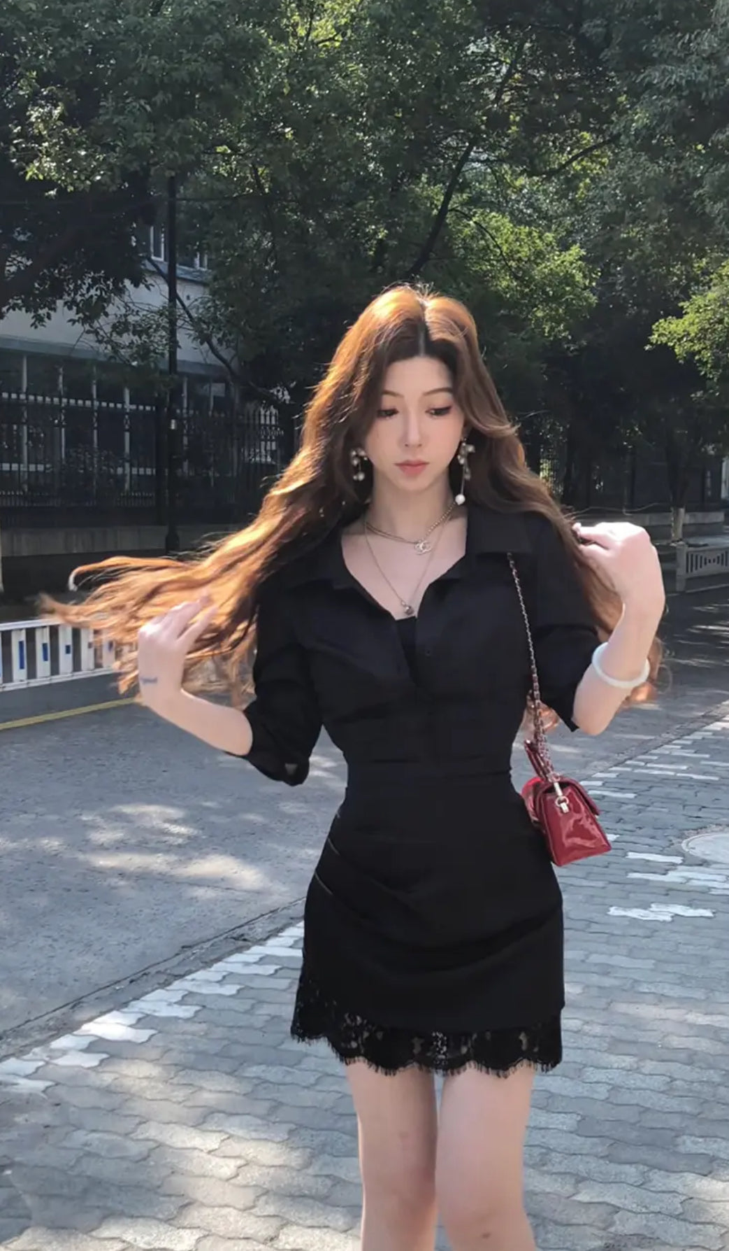 珀尔衬衫裙 法式高级感气质收腰系带衬衫裙 French Elegant Waist-Tie Shirt Dress