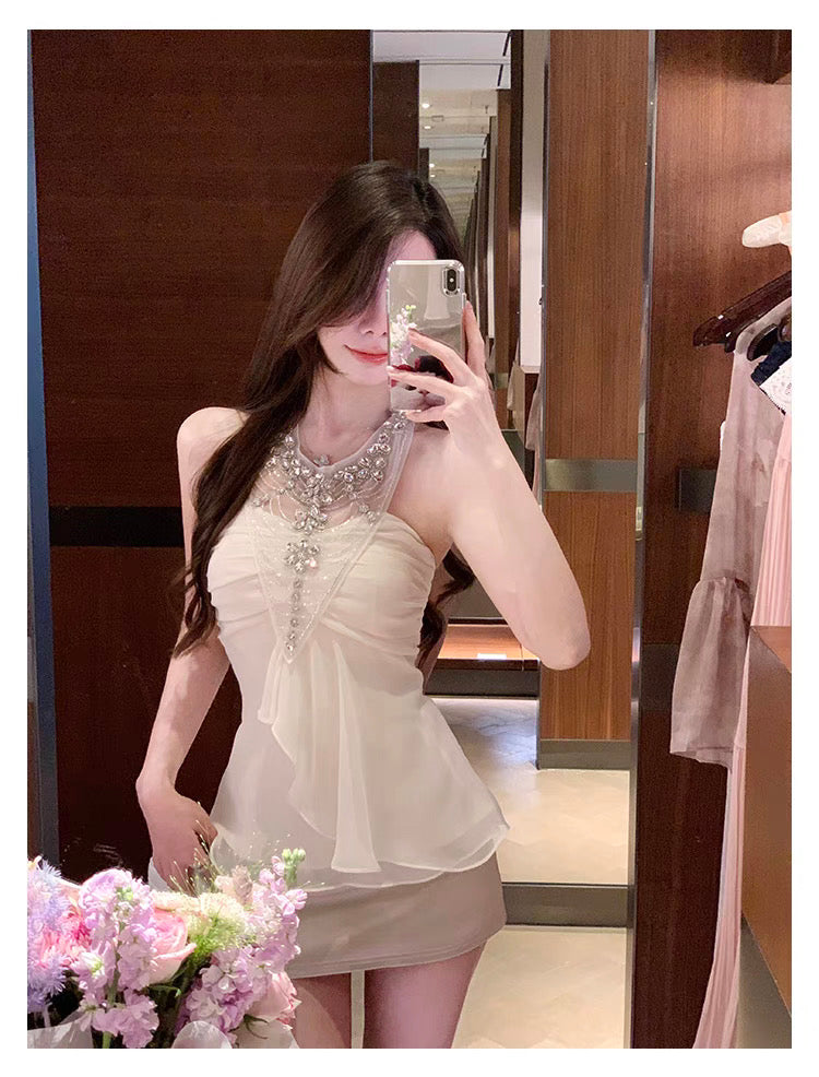 娇贵星河 性感收腰挂脖抹胸上衣 Sexy Halter Neck Corset Tube Top