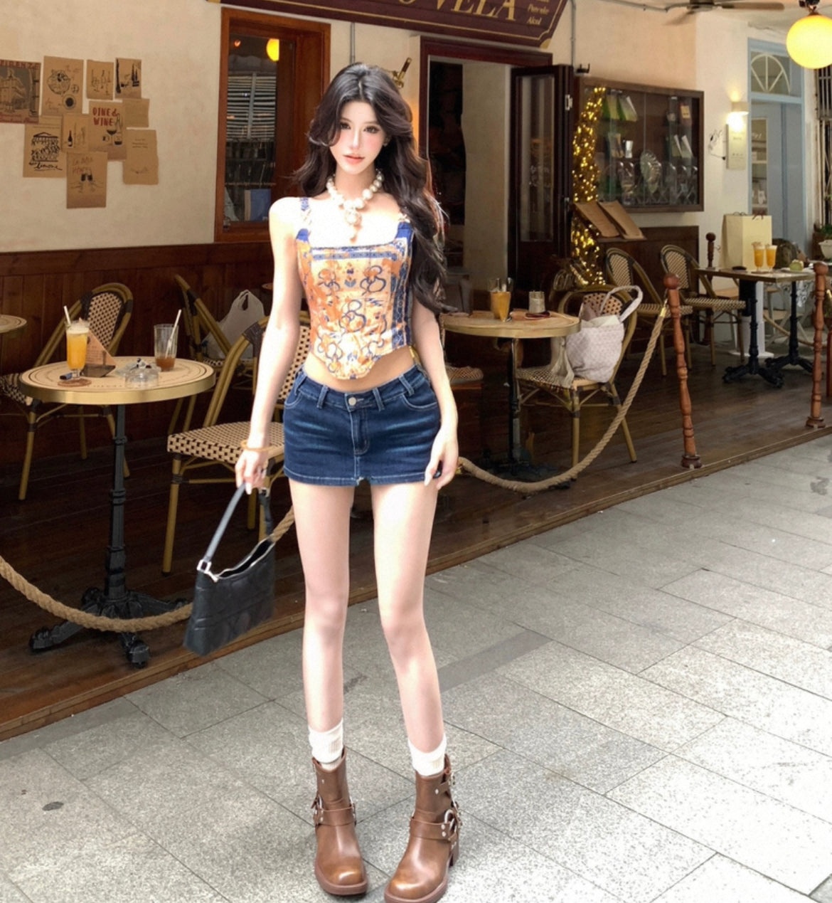 素锦流年 复古纹路吊带上衣 Plain Brocade of Time Vintage Pattern Camisole