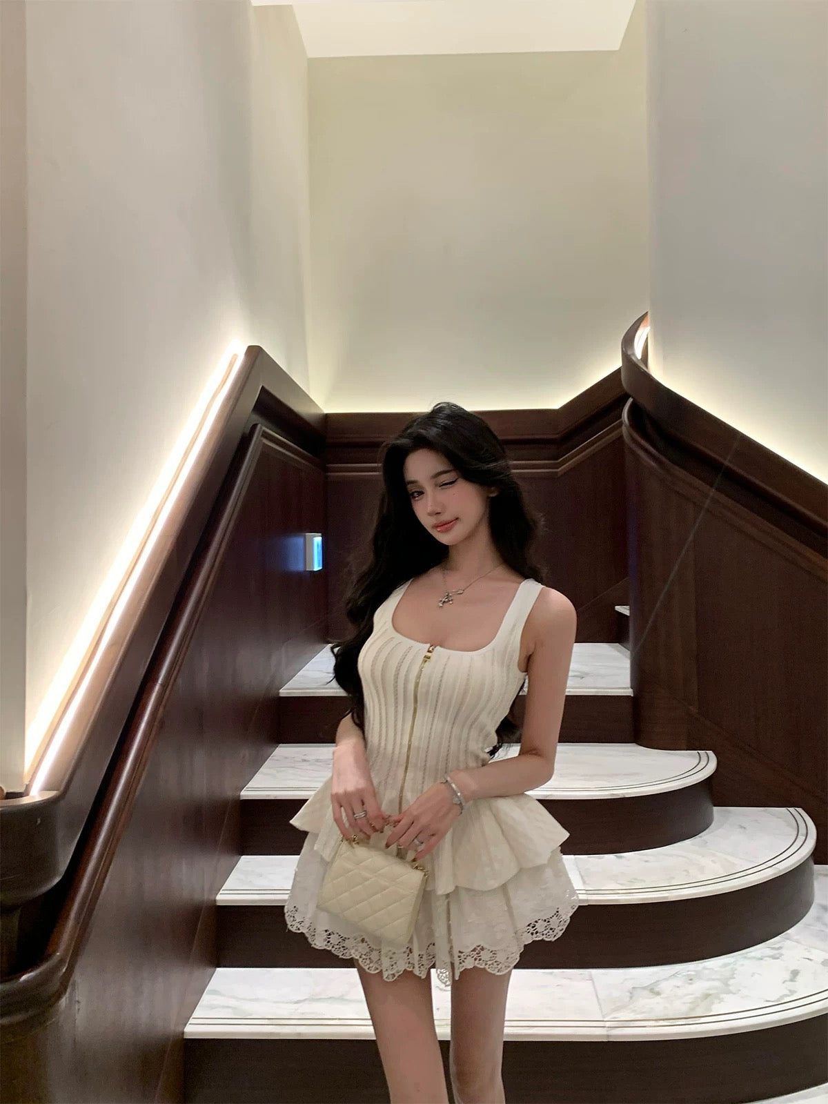 芭蕾风语 双拉链设计感吊带上衣 Ballet Whisper Double-Zipper Design Camisole Top