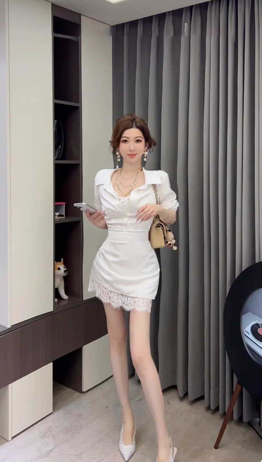 珀尔衬衫裙 法式高级感气质收腰系带衬衫裙 French Elegant Waist-Tie Shirt Dress