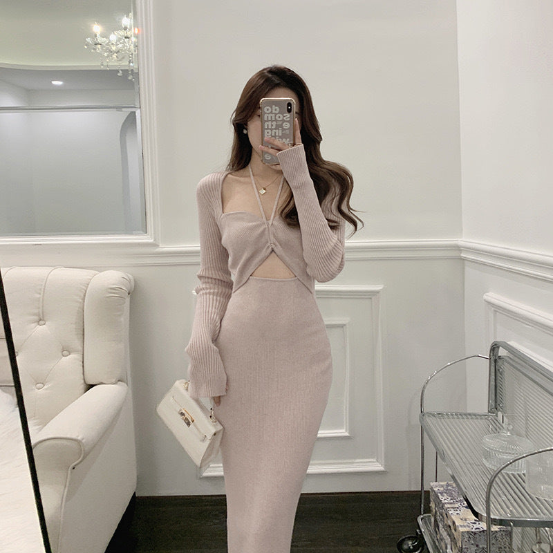 女神系挂脖包臀连衣裙/上衣 (羊毛)