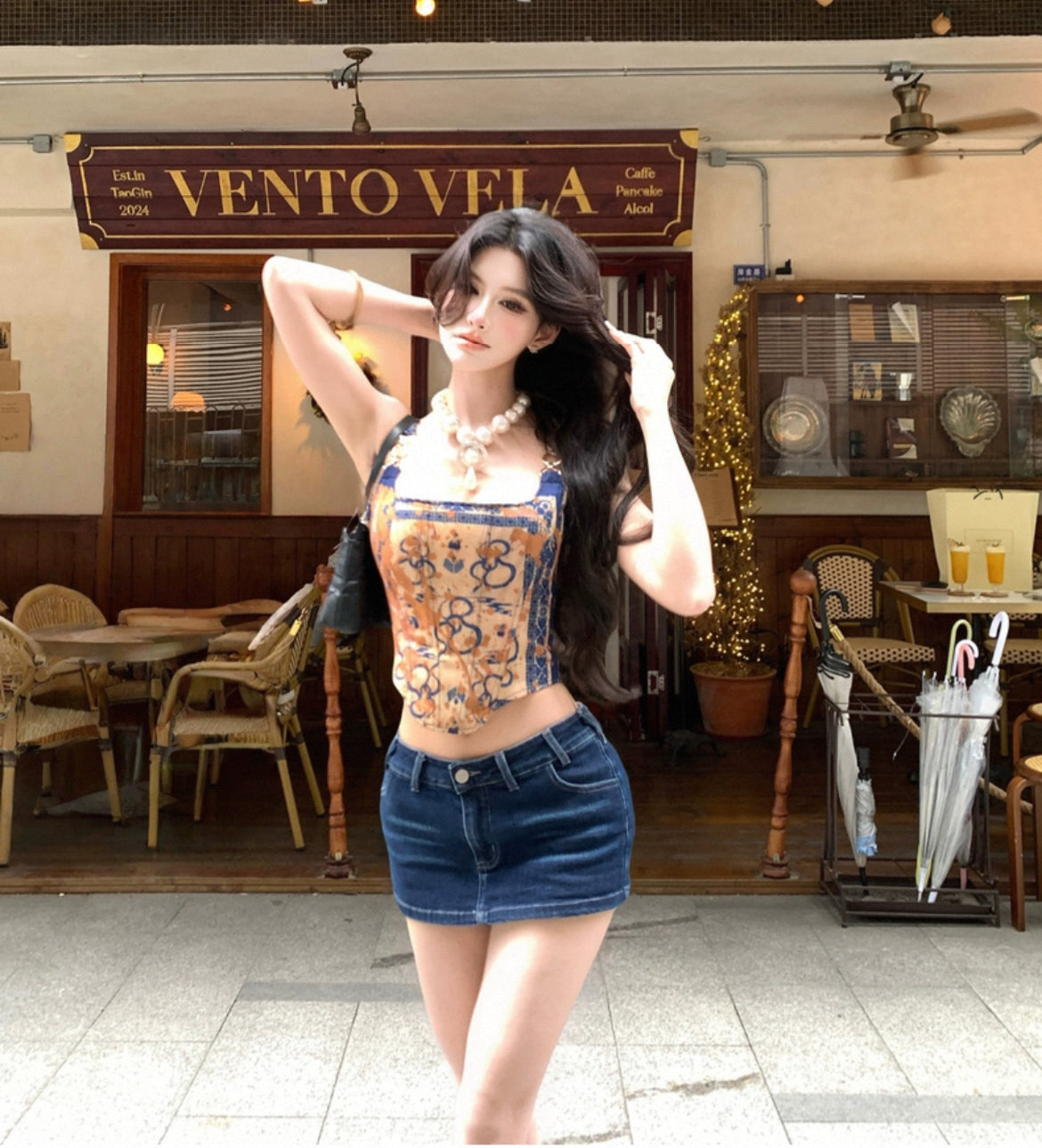 素锦流年 复古纹路吊带上衣 Plain Brocade of Time Vintage Pattern Camisole