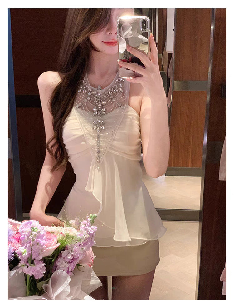 娇贵星河 性感收腰挂脖抹胸上衣 Sexy Halter Neck Corset Tube Top
