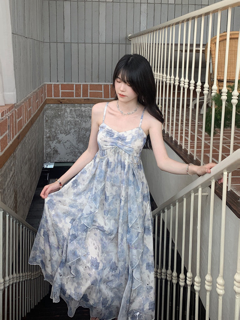 鲲栩岚抒 - 温柔气质高腰荷叶边连衣裙 Gentle Temperament High-Waisted Ruffle Dress