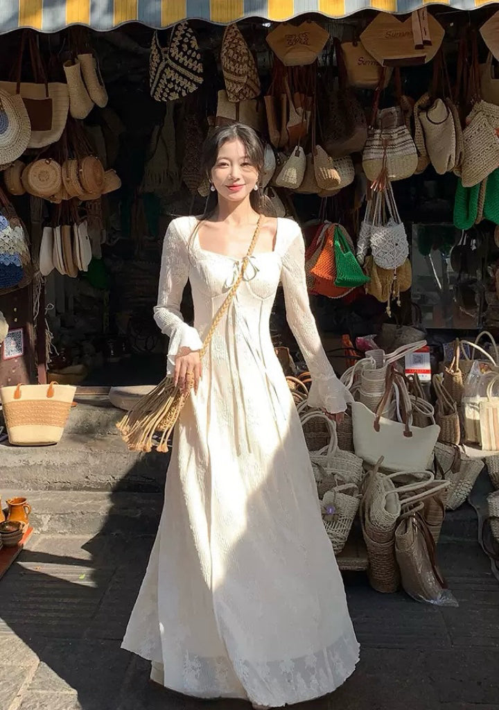 雾漫白茶 - 新中式复古气质显瘦禅意连衣裙 New Chinese Retro Slimming Zen Style Dress