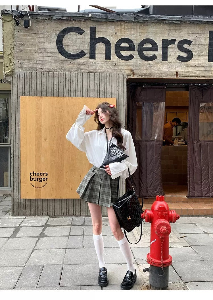 倾城之韵 设计感小众喇叭袖衬衫/半裙 Boutique Flared Sleeve Shirt/Skirt