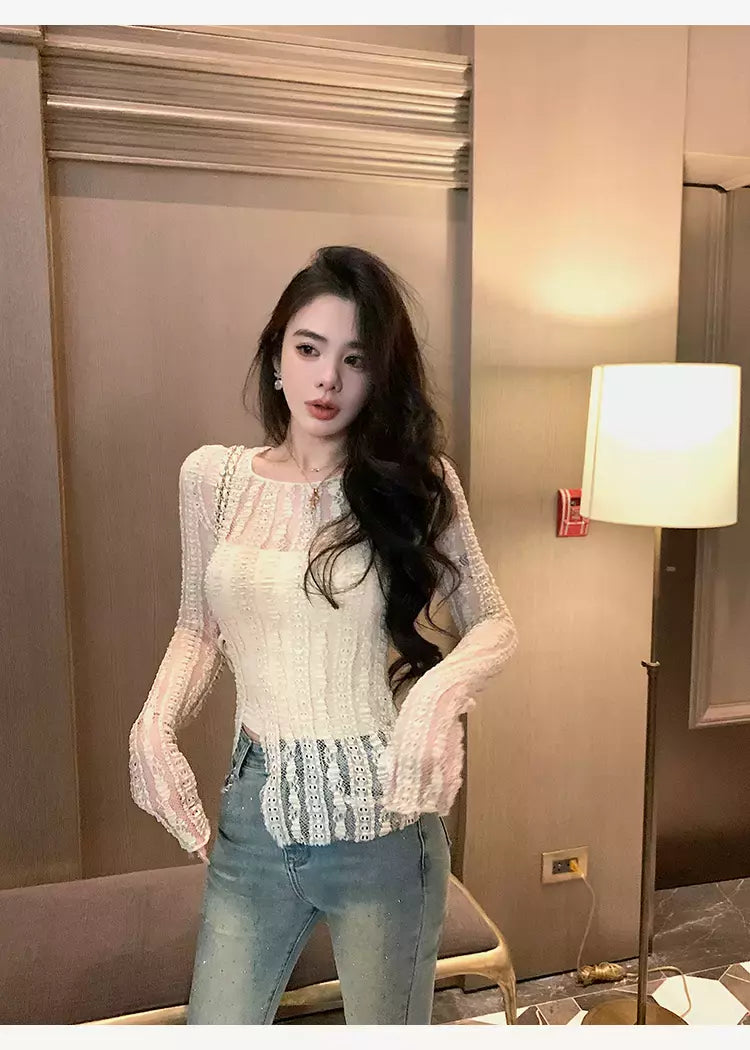 雅丽轻纱 春季设计感长袖蕾丝上衣 Spring Design Long-Sleeve Lace Top