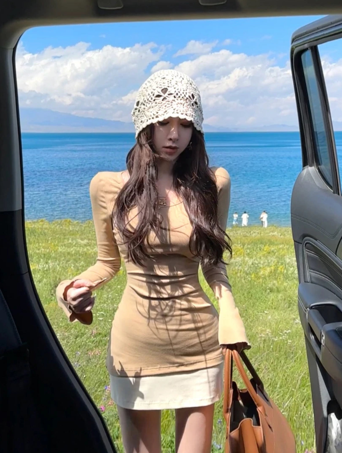 欲系拼色 气质纯欲风U领撞色连衣裙/开衫 Color-Block U-Neck Contrast Dress/Cardigan