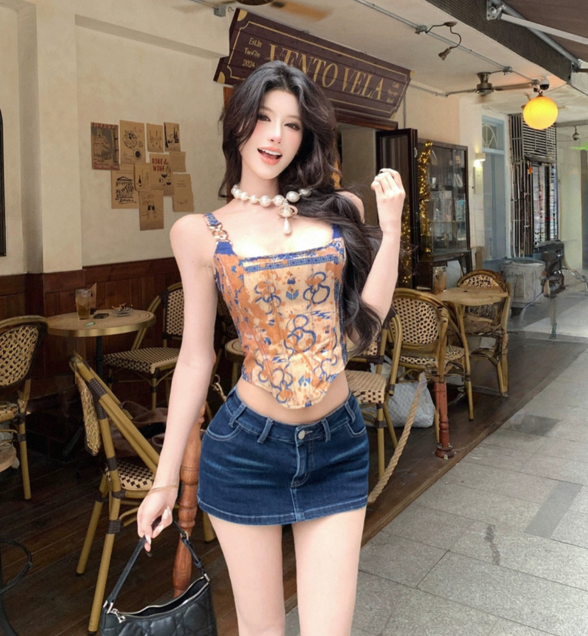 素锦流年 复古纹路吊带上衣 Plain Brocade of Time Vintage Pattern Camisole