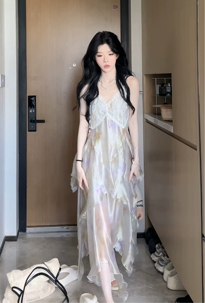 水母光环 不规则修身印花连衣裙 Jellyfish Aura Irregular Slim-Fit Printed Dress