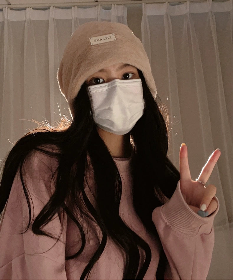 绒毛兔兔 韩版保暖仿兔堆堆帽 Fluffy Bunny Korean-Style Warm Faux Rabbit Slouchy Hat