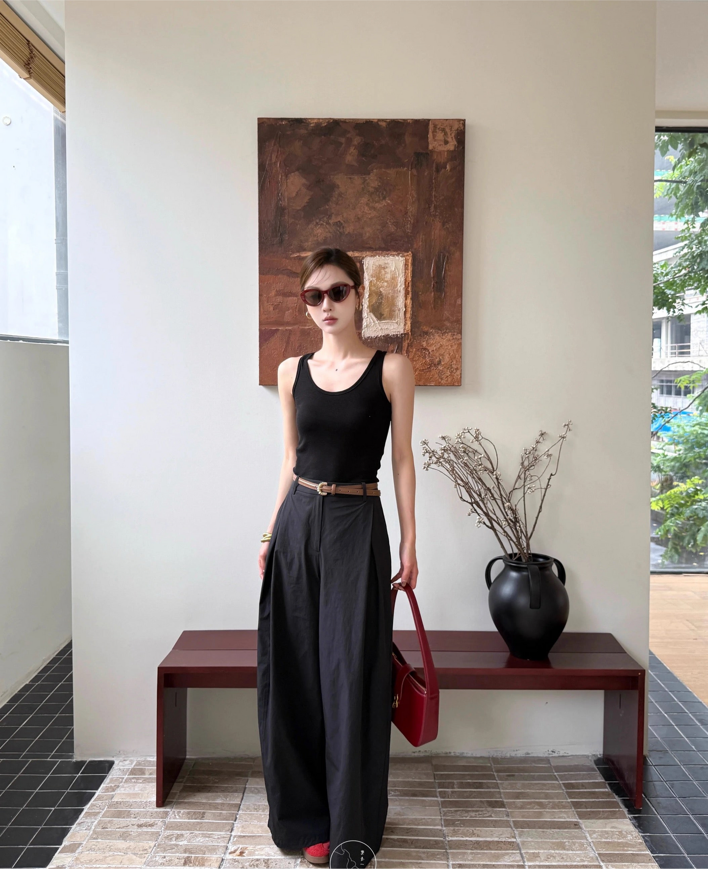 轻轻悠 休闲裤舒适垂感阔腿裤 Qingqingyou Relaxed Drape Wide-Leg Lounge Pants