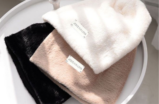 绒毛兔兔 韩版保暖仿兔堆堆帽 Fluffy Bunny Korean-Style Warm Faux Rabbit Slouchy Hat