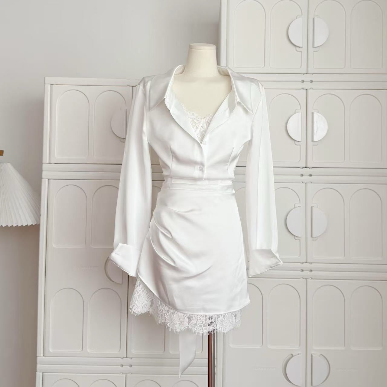 珀尔衬衫裙 法式高级感气质收腰系带衬衫裙 French Elegant Waist-Tie Shirt Dress