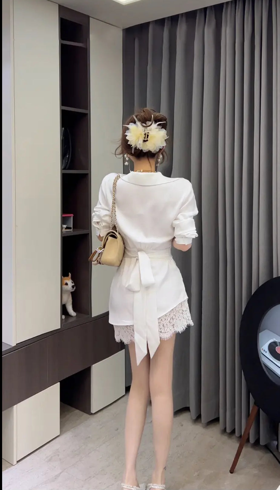 珀尔衬衫裙 法式高级感气质收腰系带衬衫裙 French Elegant Waist-Tie Shirt Dress