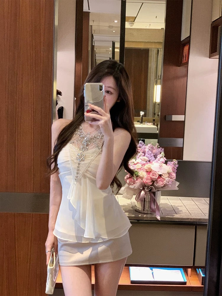 娇贵星河 性感收腰挂脖抹胸上衣 Sexy Halter Neck Corset Tube Top