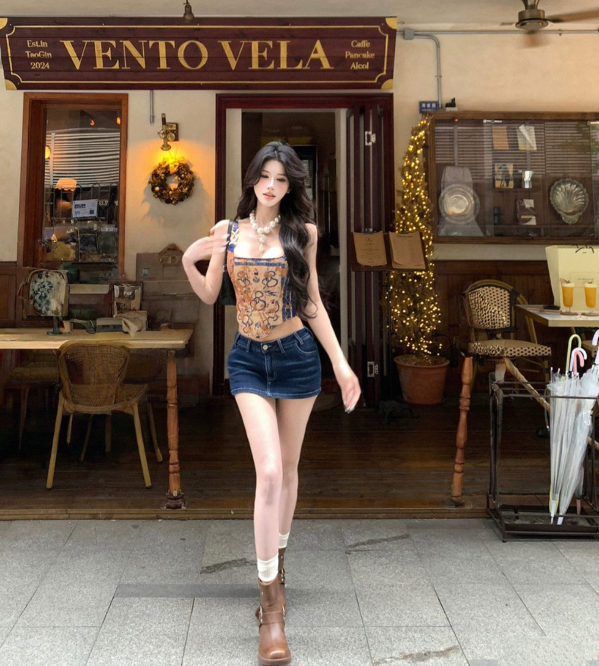 素锦流年 复古纹路吊带上衣 Plain Brocade of Time Vintage Pattern Camisole