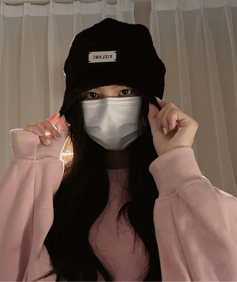 绒毛兔兔 韩版保暖仿兔堆堆帽 Fluffy Bunny Korean-Style Warm Faux Rabbit Slouchy Hat