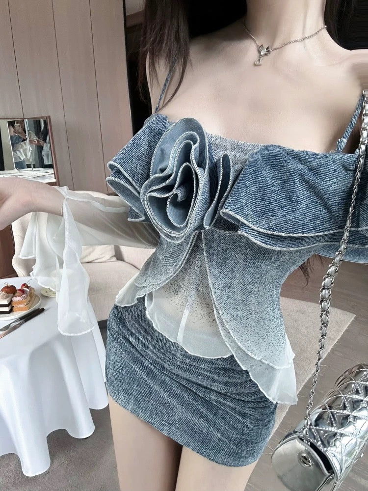 蓝调时刻 渐变吊带上衣➕半裙套装 Blue Hour Mood Gradient Top & Skirt Set