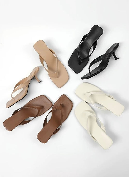 LÉONIE Leather Kitten Heel Sandals