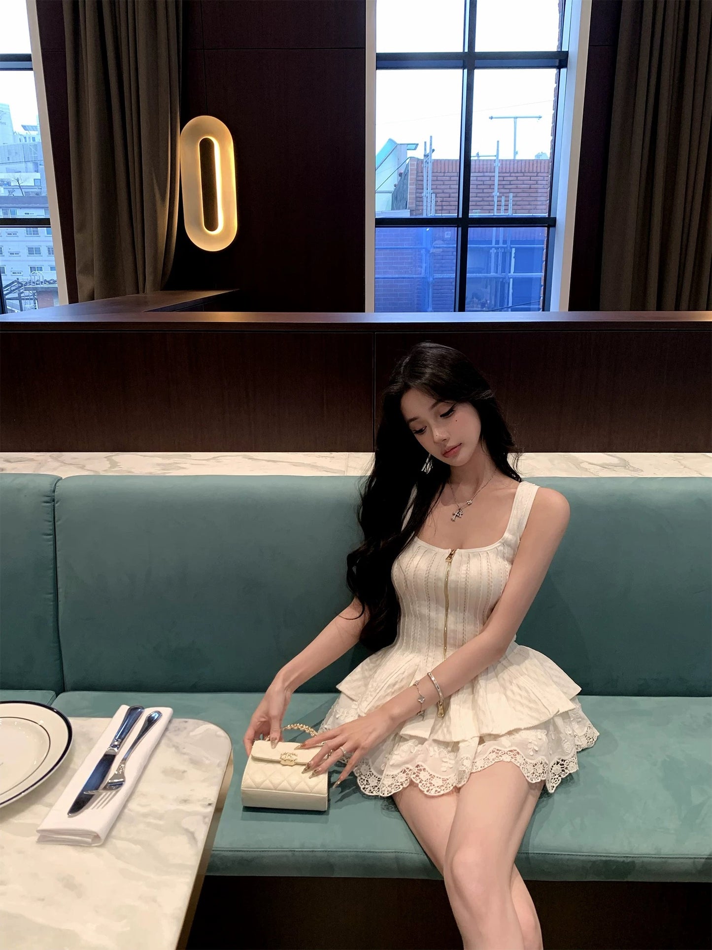芭蕾风语 双拉链设计感吊带上衣 Ballet Whisper Double-Zipper Design Camisole Top