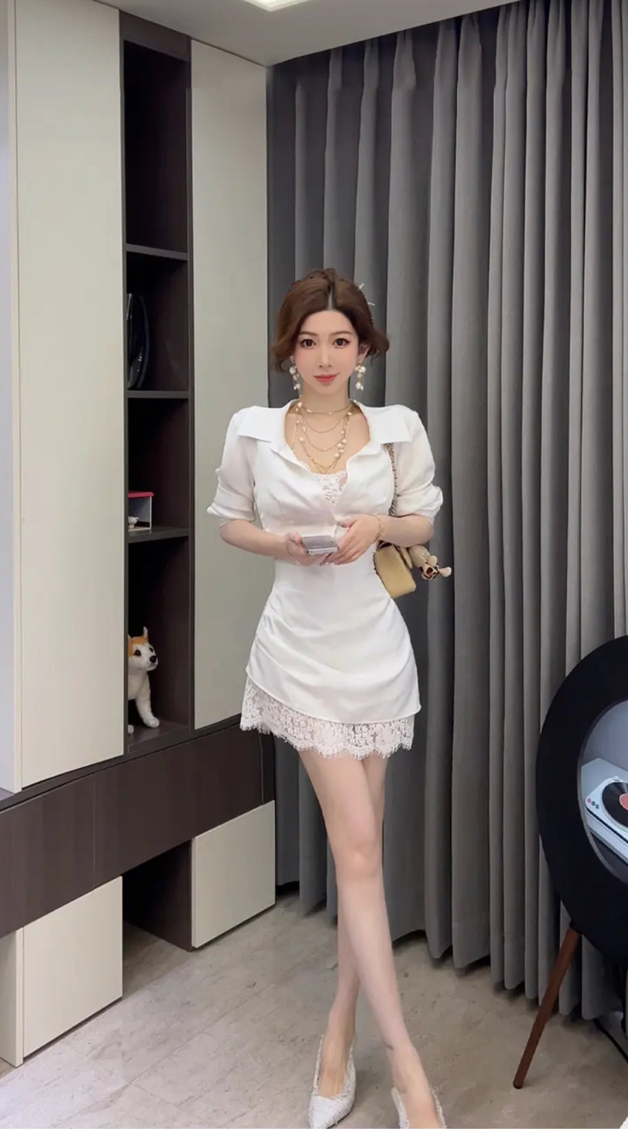 珀尔衬衫裙 法式高级感气质收腰系带衬衫裙 French Elegant Waist-Tie Shirt Dress