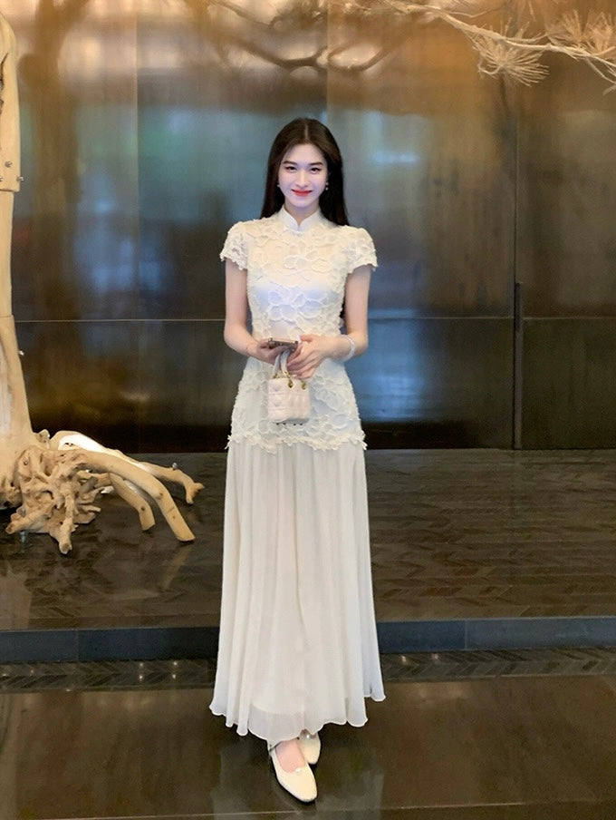 凌禾雪俏 绝美新中式蕾丝旗袍连衣裙 Ice Snowy Stunning New Chinese Style Lace Qipao Dress
