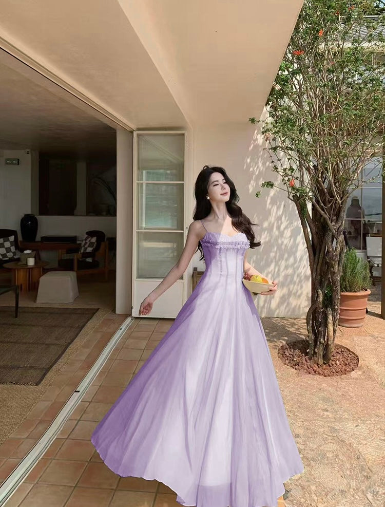 绿野仙踪 度假风雪纺气质长裙 Emerald Forest – Vacation Style Elegant Chiffon Maxi Dress