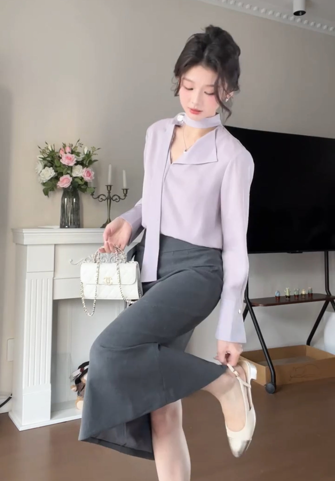 香芋啵啵 韩系小香职业套装 Taro Bobo Korean-Style Coco-Inspired Professional Outfit