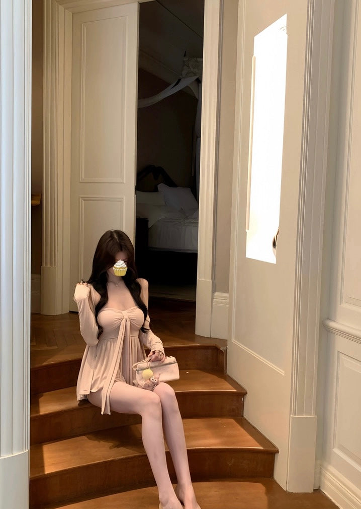 粉色夏天 韩系千金感温柔纯欲套装 Pink Summer Korean-Style Gentle & Innocent Outfit Set