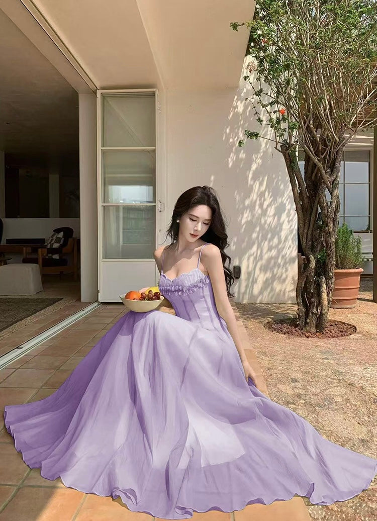 绿野仙踪 度假风雪纺气质长裙 Emerald Forest – Vacation Style Elegant Chiffon Maxi Dress