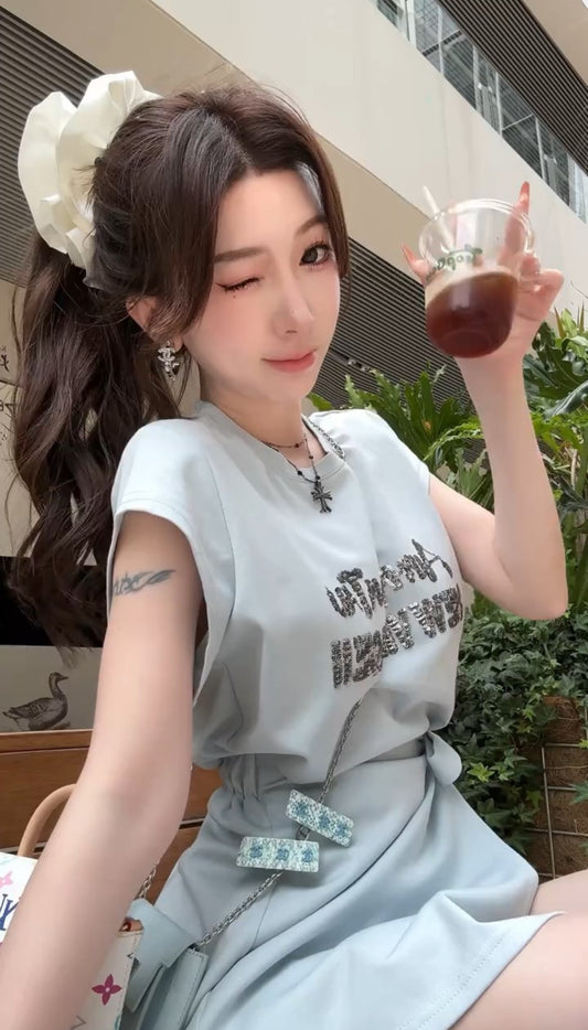 星闪连衣裙 不规则系带连衣裙 Sparkling Starry Asymmetrical Tie Dress