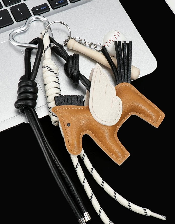 Leather Pegasus Lanyard Bag Charm
