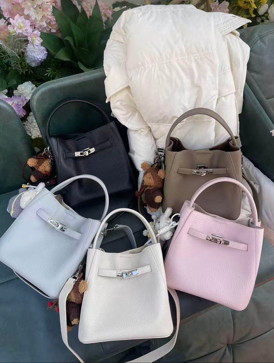 马卡龙牛皮凯丽水桶包 Pastel Keilly Structured Pebbled Cowhide Top Handle Bag