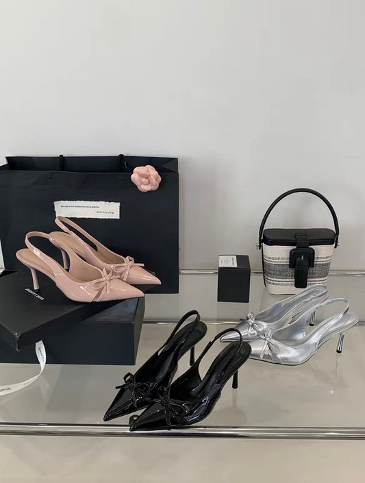Bella Bow Slingbacks Pointed-toe Heels