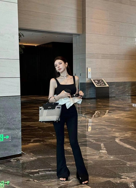 云朵甜心 气质设计款上衣➕喇叭裤套装 Cloud Sweetheart Elegant Top and Flared Pants Set