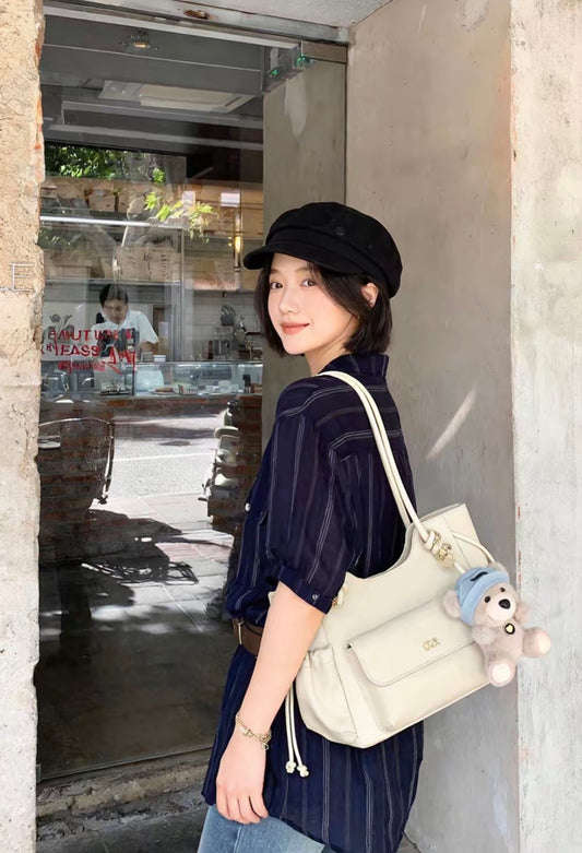 Cloud Milky White Youth Luxury Commuter Tote Bag