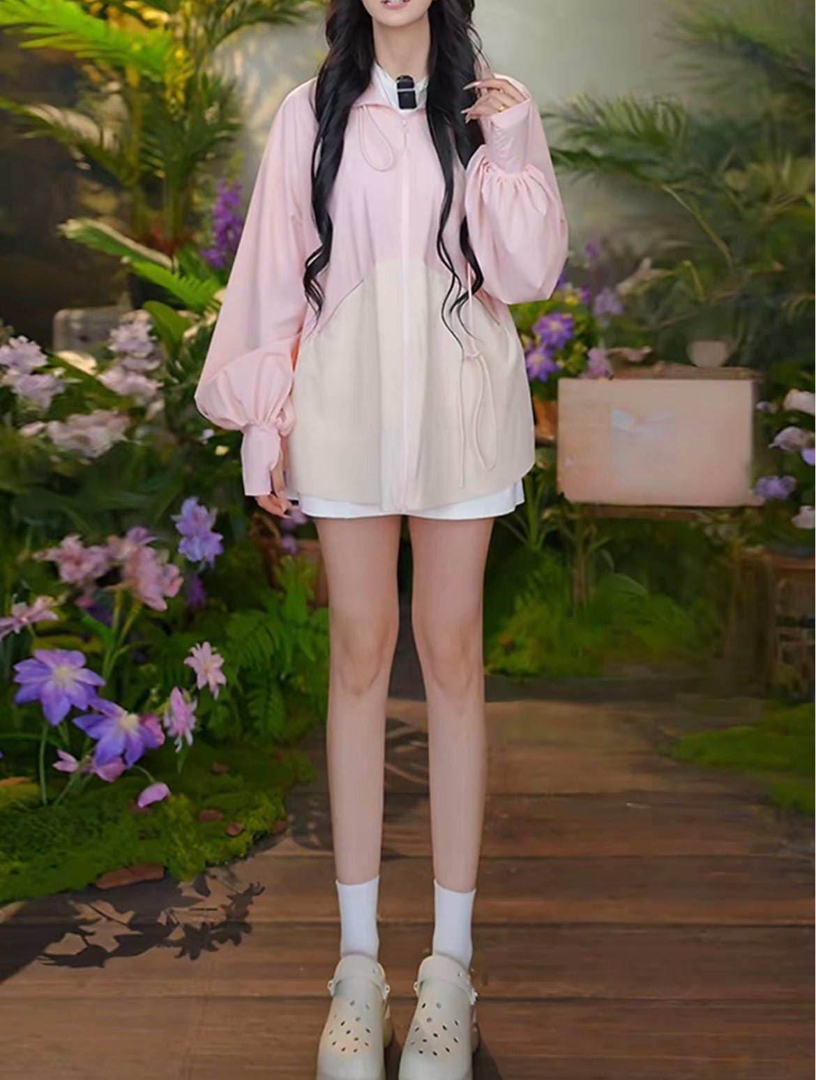 夏日拼色 户外轻薄防晒服连帽外套 Summer Color-Block Lightweight Hooded Sun Protection Jacket