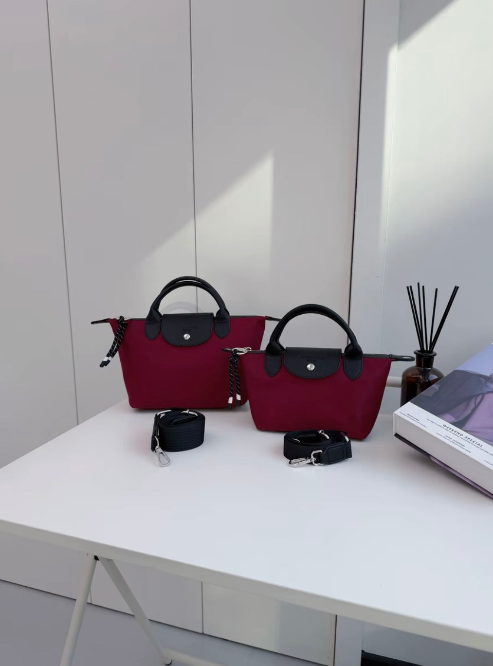 The Aria Dumpling Satchel Mixed Nylon & Leather Tote