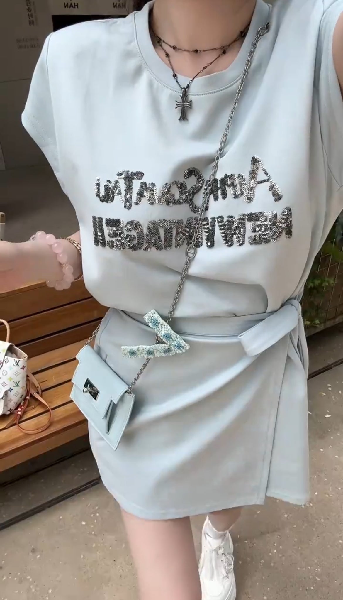 星闪连衣裙 不规则系带连衣裙 Sparkling Starry Asymmetrical Tie Dress