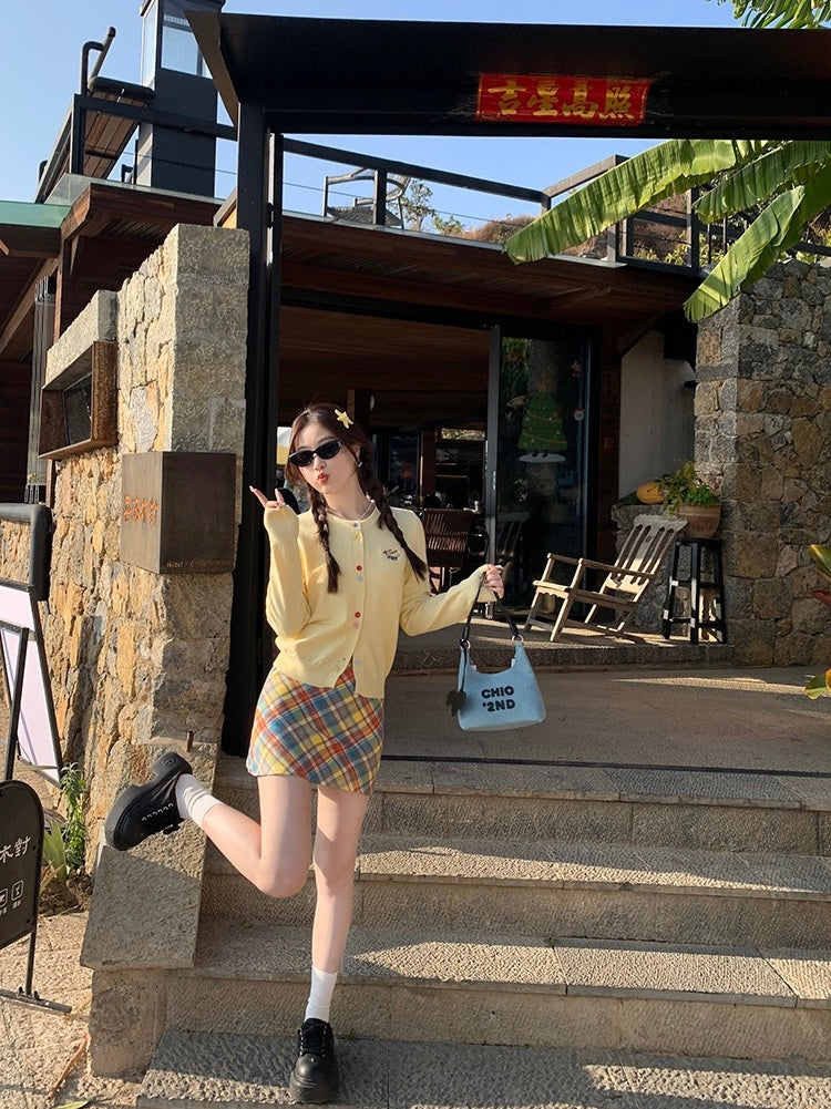 奶呼呼的她 针织吊带外搭毛衣开衫 Creamy Her – Knit Camisole with Matching Sweater Cardigan