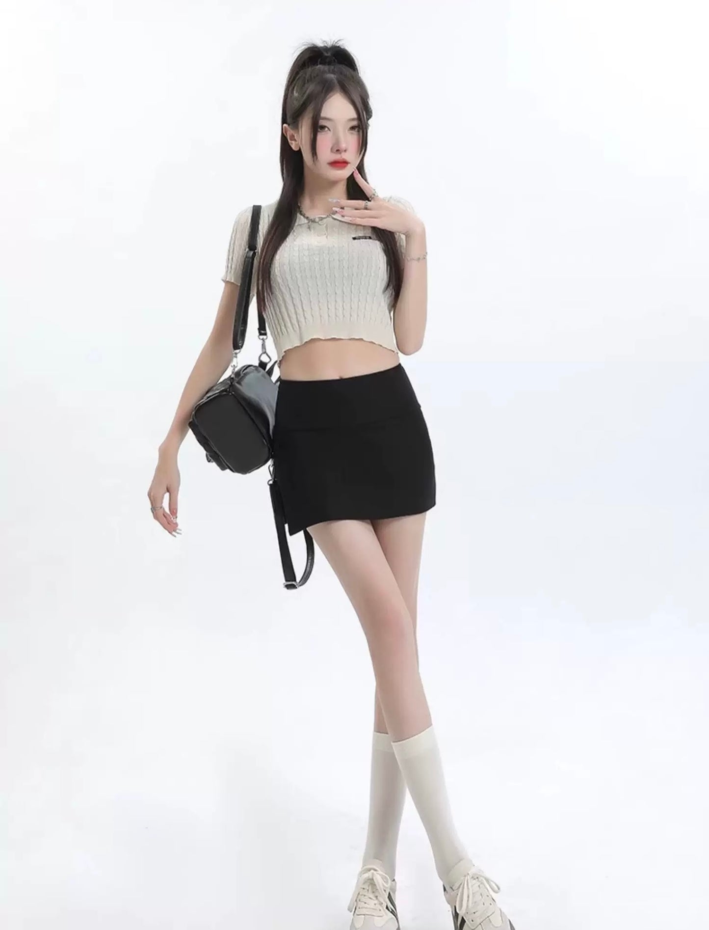 女高学姐 宽腰带防走光美式A字运动半裙 Senior High School Girl’s American-style A-line Sports Skirt