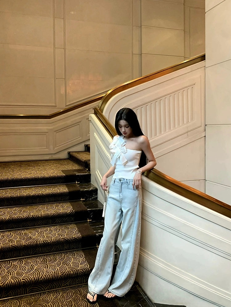 芭比蝴蝶 单肩短款上衣 Barbie Butterfly One-Shoulder Crop Top