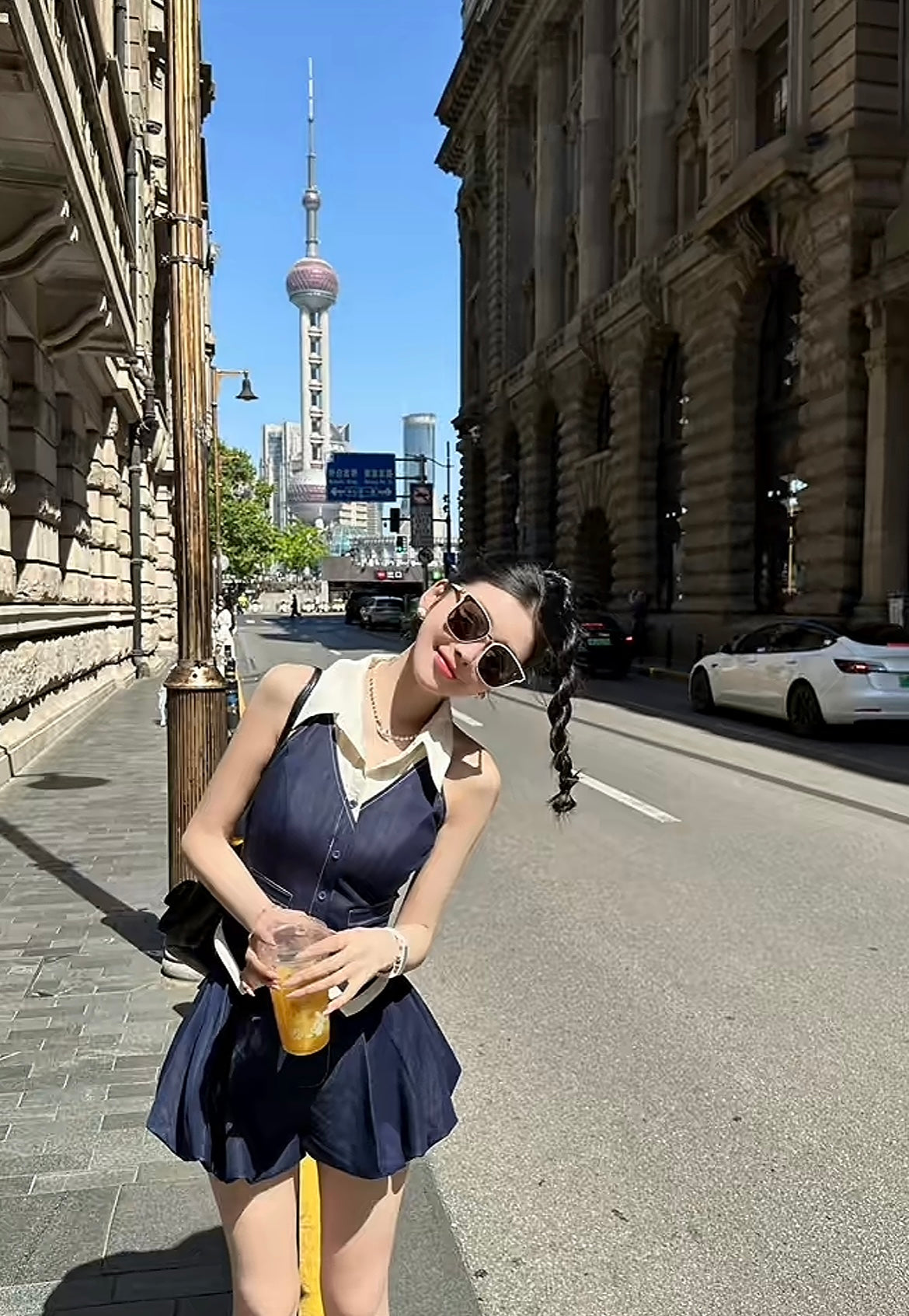 优雅网美 假两件马甲蓬蓬裙套装 Elegant Insta-Girl Style Faux Two-Piece Vest and Puff Skirt Set