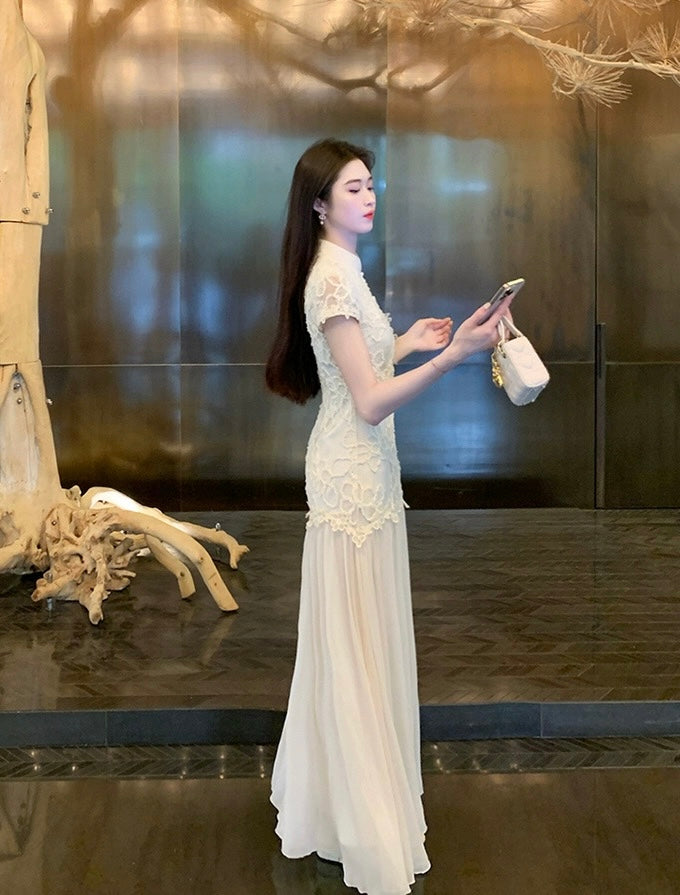 凌禾雪俏 绝美新中式蕾丝旗袍连衣裙 Ice Snowy Stunning New Chinese Style Lace Qipao Dress