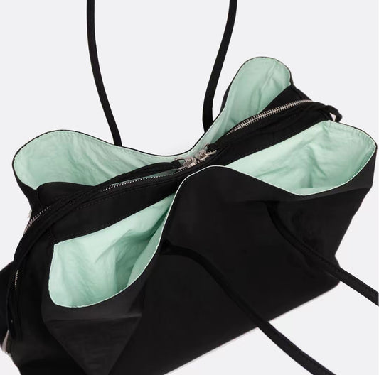 Cool-Tone Mint Korean-Style Color-Block Multi-Compartment Large-Capacity Tote Bag