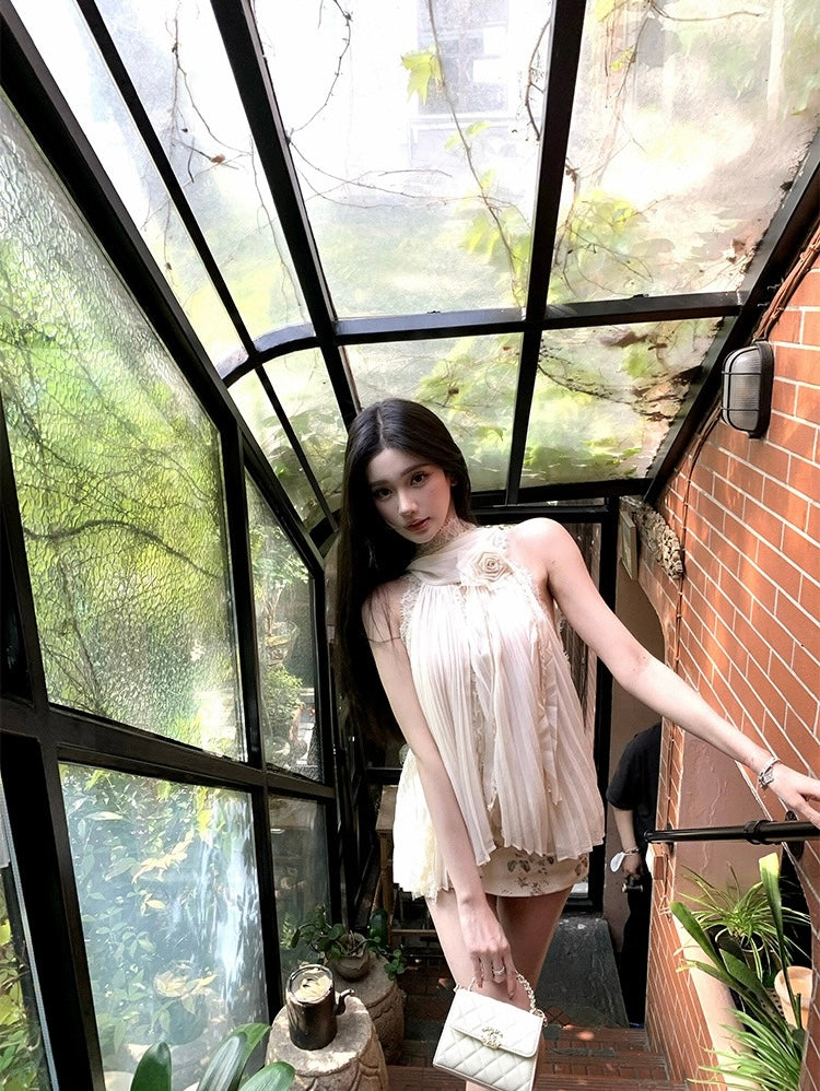含情脉脉 千金雪纺压褶蕾丝套装 Graceful Heiress Chiffon Pleated Lace Set