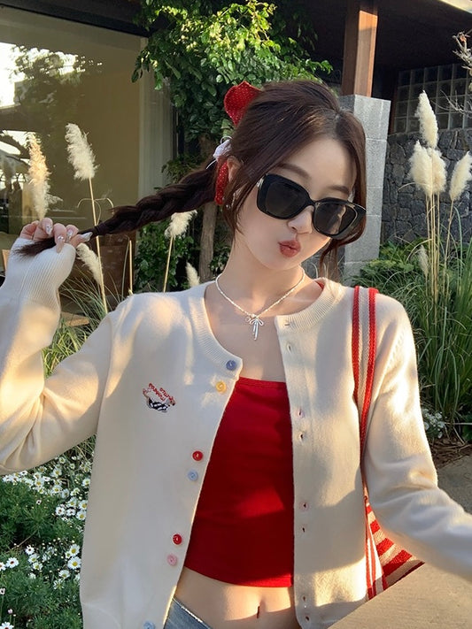 奶呼呼的她 针织吊带外搭毛衣开衫 Creamy Her – Knit Camisole with Matching Sweater Cardigan