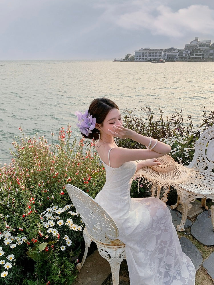 白雪精灵 雪纺提花连衣裙 Snow Fairy – Jacquard Chiffon Dress